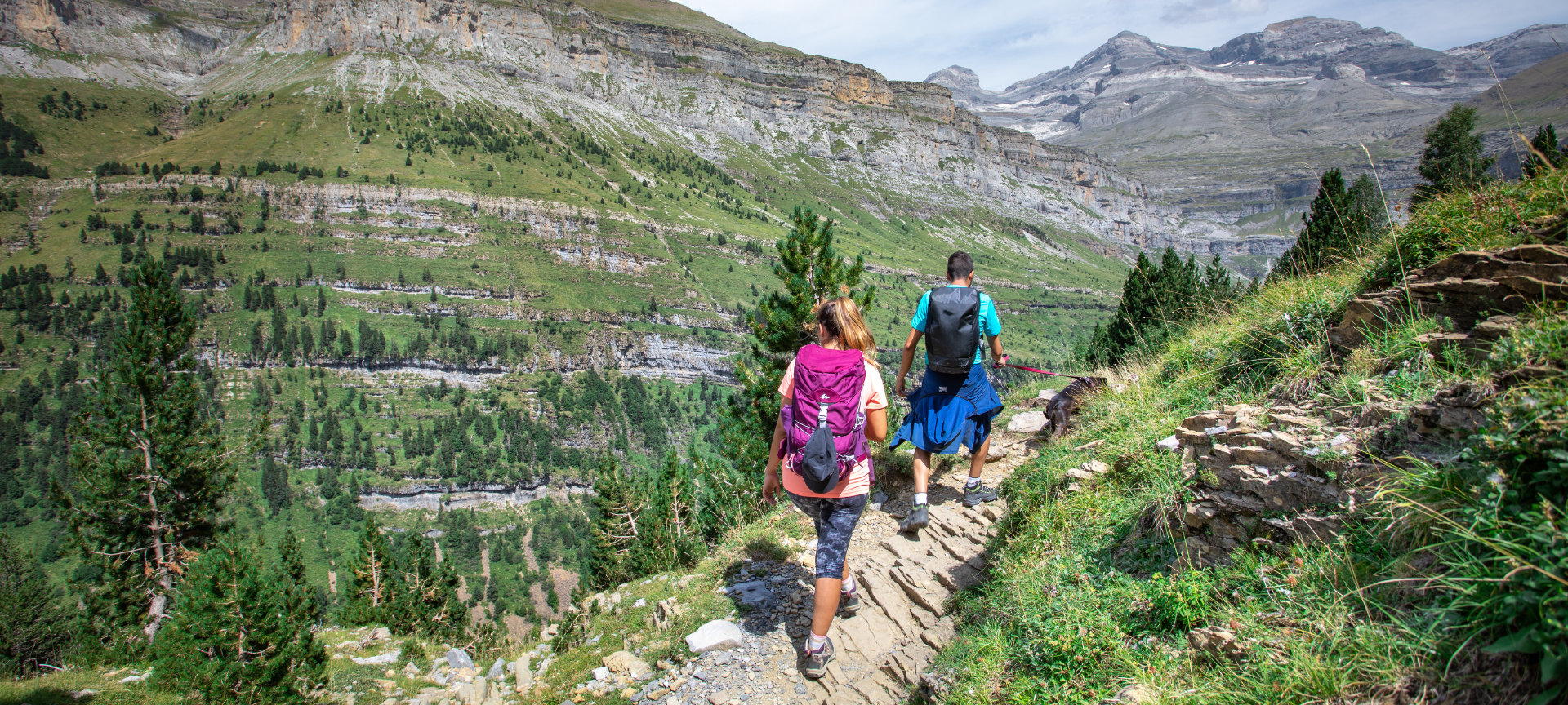 Hikers in Ordesa y Monte Perdido National Park in Aragon Hikers in Ordesa y Monte Perdido National Park in Aragon