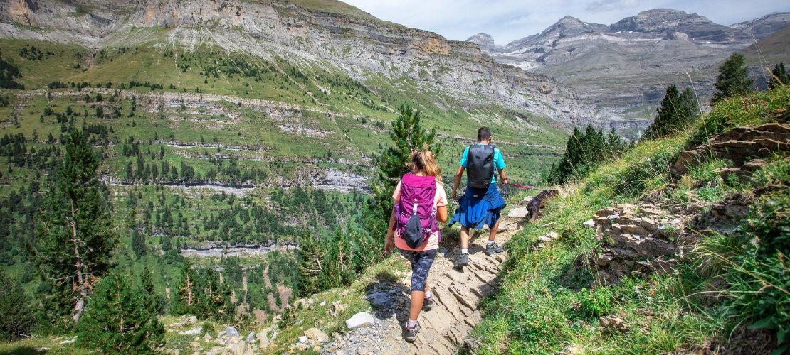Hikers in Ordesa y Monte Perdido National Park in Aragon