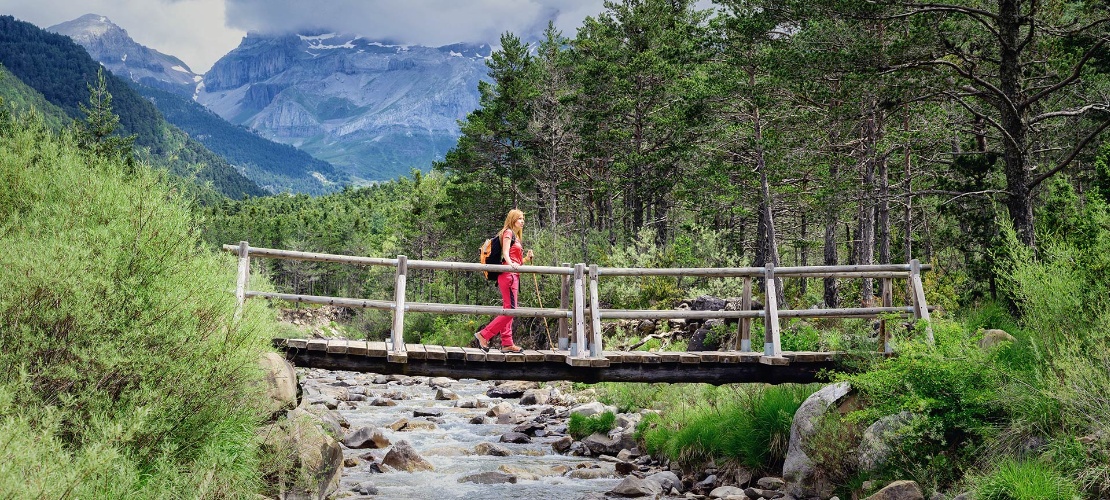 Hiker in Aínsa, Aragón