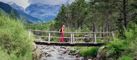 Hiker in Ainsa, Aragon