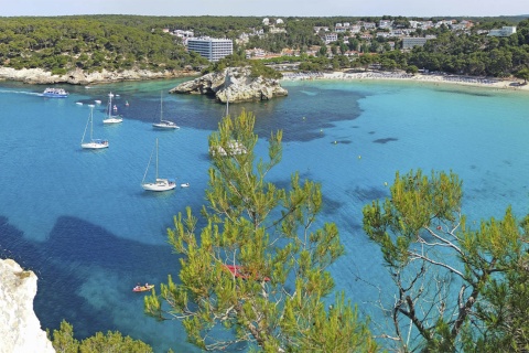 Cala Galdena beach in Ferrerías (Menorca, Balearic Islands)