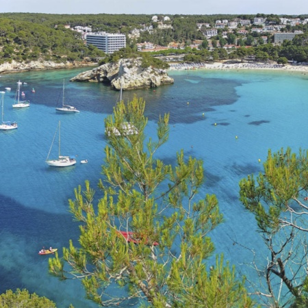 Cala Galdena beach in Ferrerías (Menorca, Balearic Islands)