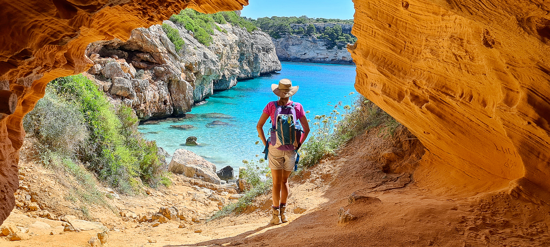 Sand cave in Cala des Moro en Mallorca, the Balearic Islands