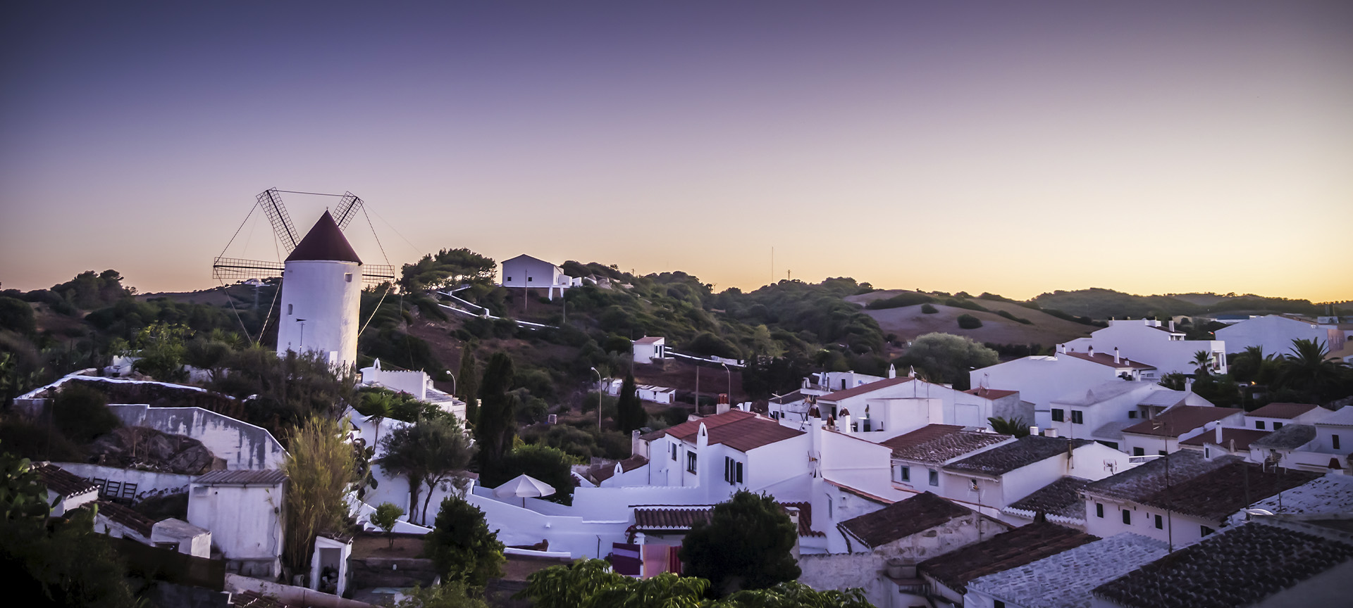 Panoramic view of Es Mercadal at night (Menorca, Balearic Islands)