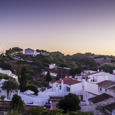 Panoramic view of Es Mercadal at night (Menorca, Balearic Islands)
