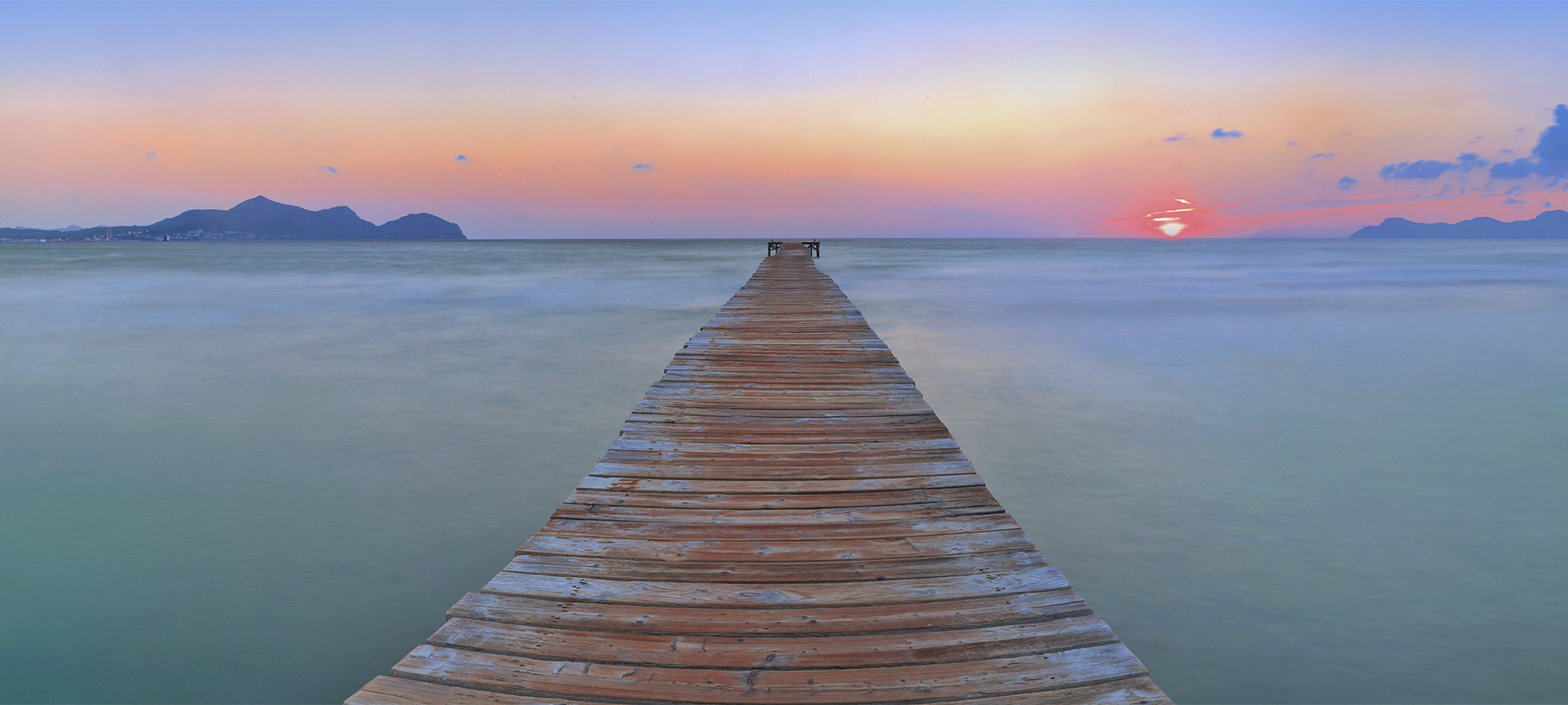 Jetty on the beach in Muro (Mallorca, Balearic Islands)