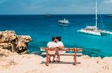 Honeymoon couple on the beach