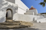 A famosa igreja do município de Santa Eulália, na ilha de Ibiza (Ilhas Baleares)