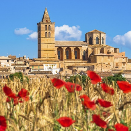 Panoramic view of Sineu in Mallorca (Balearic Islands)
