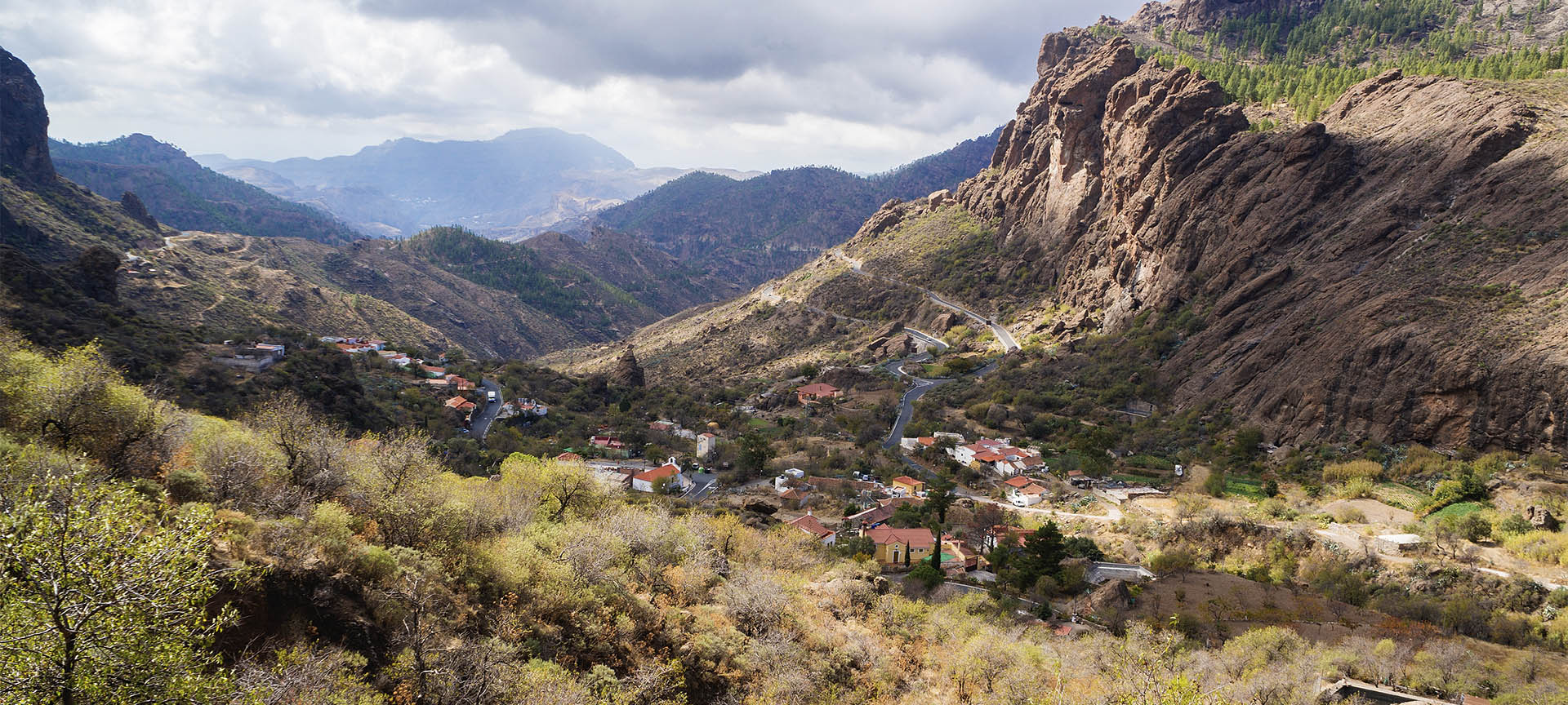 Panoramic view of Ayacata (Gran Canaria, Canary Islands)