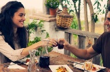 Couple in a Canary island restaurant in La Orotava, Tenerife