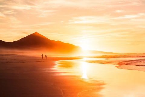 Zachód słońca na plaży Cofete, Fuerteventura