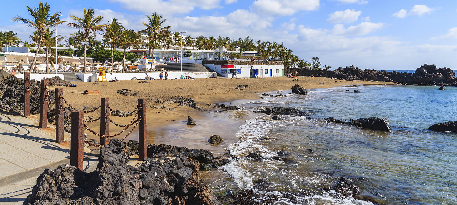 View of a beach in Puerto del Carmen, Lanzarote (Canary Islands)
