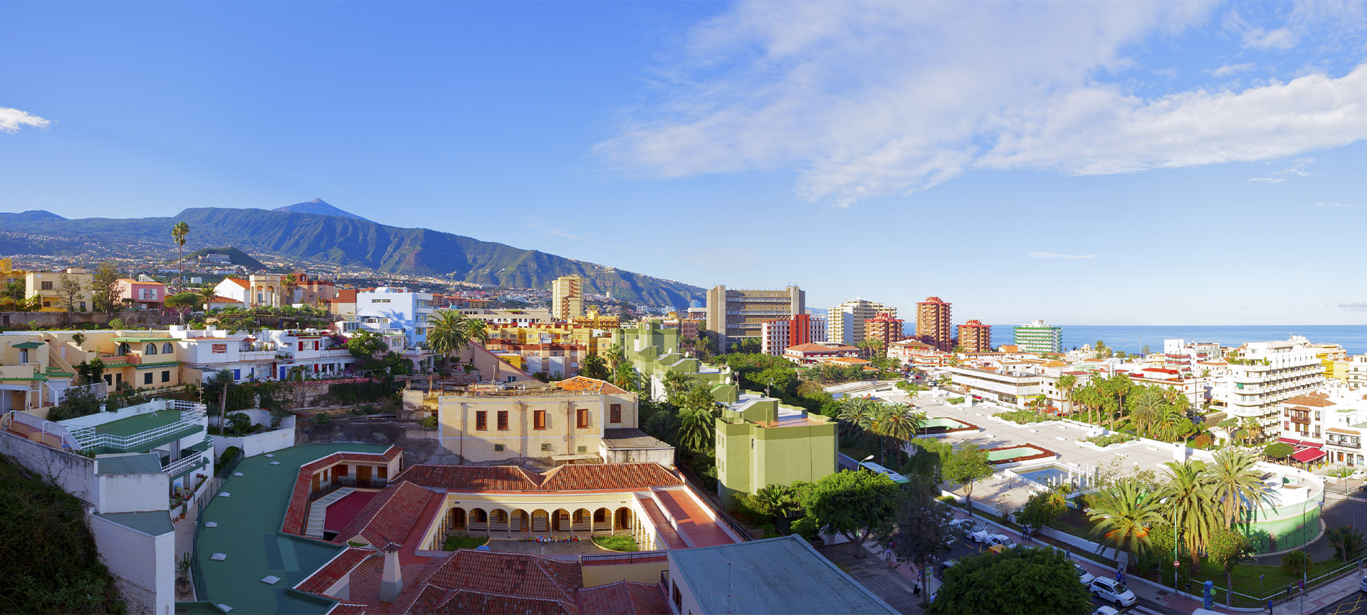 Panoramic view of Puerto de la Cruz on the island of Tenerife (Canary Islands)