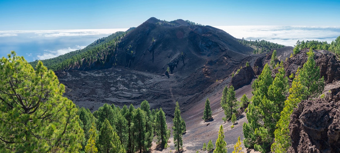 カナリア諸島ラ・パルマ島における火山ルートのドゥラスネロクレーター