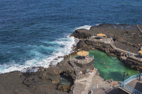 Natural pools in the Charco Azul in San Andrés y Sauces on the island of La Palma (Canary Islands)
