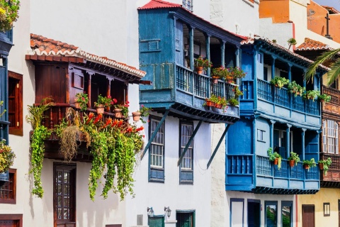 Balconies in Santa Cruz de la Palma, Island of La Palma Canary Islands