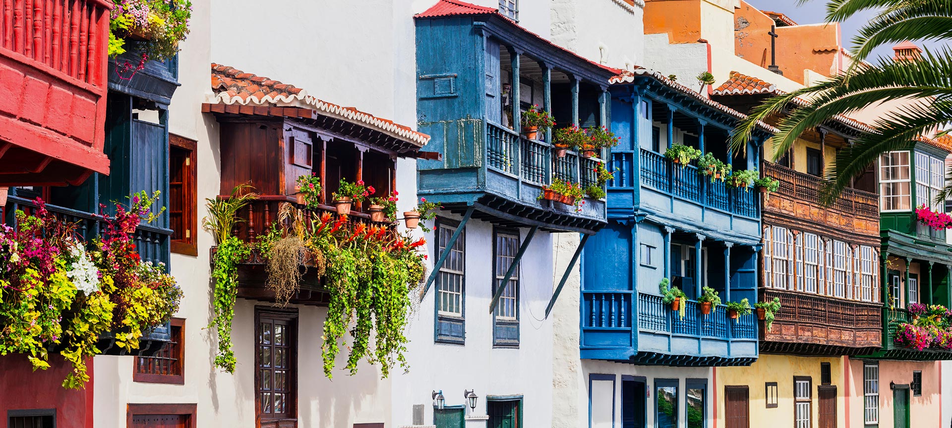 Balconi a Santa Cruz de la Palma, isola de La Palma. Isole Canarie