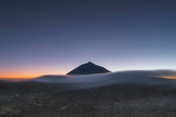 Silhouette of Mount Teide. Night photography