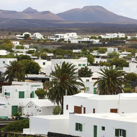 Panoramic view of Yaiza on the island of Lanzarote (Canary Islands)