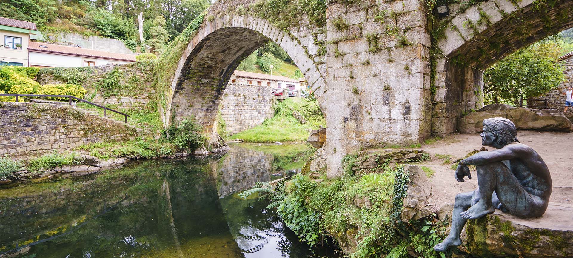 The River Miera on its course through Liérganes (Cantabria)