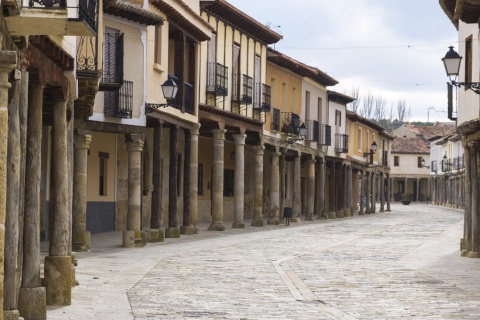Traditional colonnades in Ampudia (Palencia, Castilla y Leon)