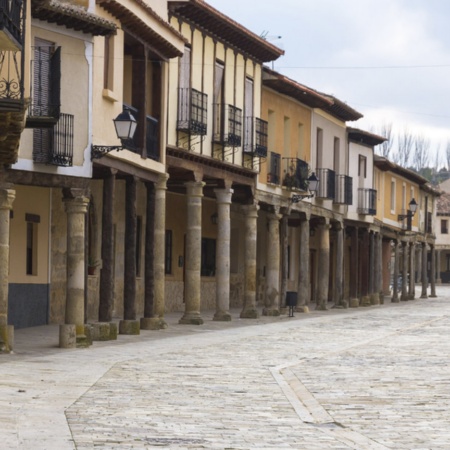 Traditional colonnades in Ampudia (Palencia, Castilla y Leon)