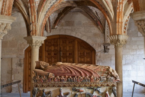 サン・ペドロ・デ・オスマの石棺。エル・ブルゴ・デ・オスマの大聖堂。オスマ。ソリア