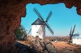 Widok szczegółowy wiatraków w Consuegra, Toledo, Kastylia-La Mancha