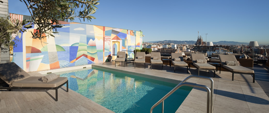 バルセロナのホテル・マジェスティックのテラス