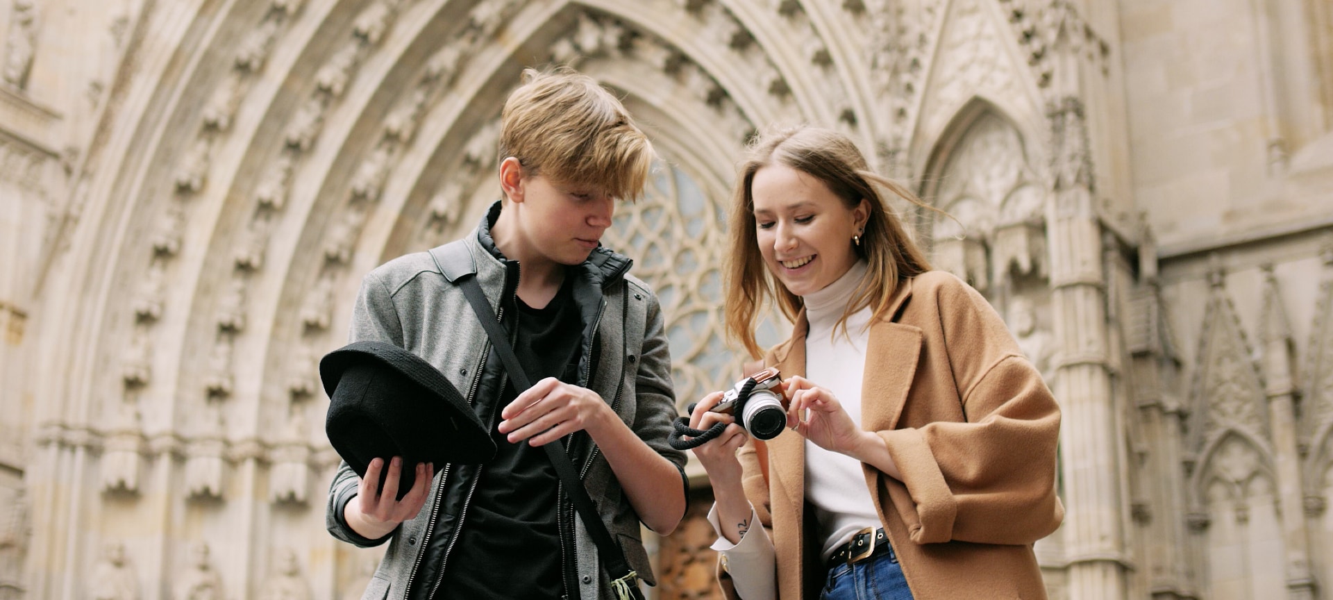 Tourists at the cathedral of Barcelona, Catalonia