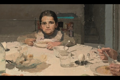 O Jantar, 1971-1980. Óleo sobre tábua. 89 x 101 cm. Coleção Carmen López