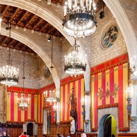 Ayuntamiento de Barcelona, interior Saló de Cent.