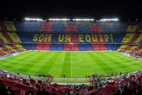 Панорамный вид стадиона «Spotify Camp Nou». Барселона