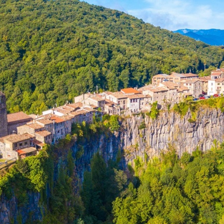 Aerial view of Castellfollit de la Roca. Girona