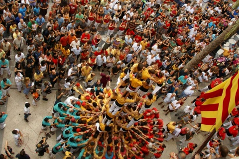 Diada castellera de Villafranca del Penedés, Barcelona, Cataluña.