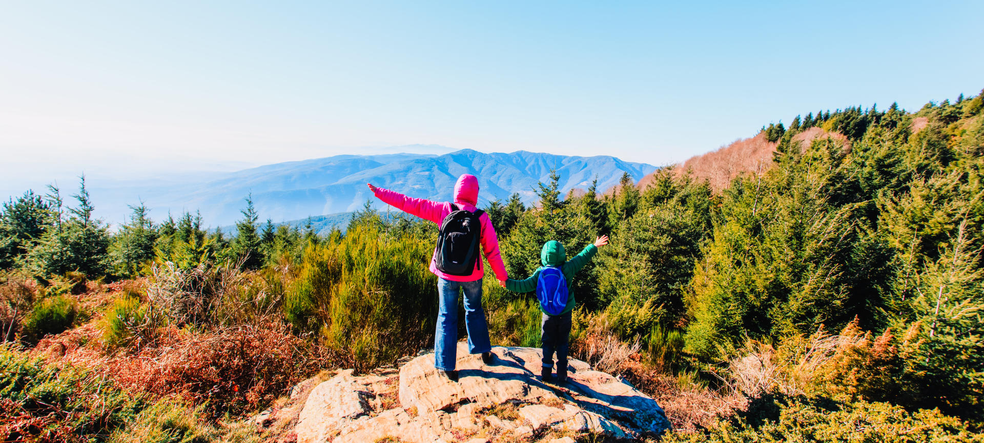 Mother and son in the Montseny Nature Reserve, Catalonia. Mother and son in the Montseny Nature Reserve, Catalonia.