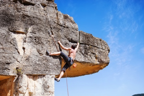 Rock climbing in the area of Siurana in Tarragona, Catalonia