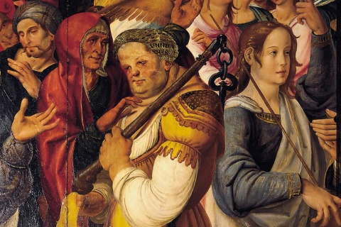 Detailansicht des Zentralbereichs des Werks »Sant Feliu in Gefangenschaft«. Öl auf Leinwand. Kunstmuseum. Girona