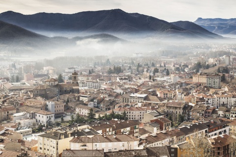Panoramic view of Olot in Girona (Catalonia)