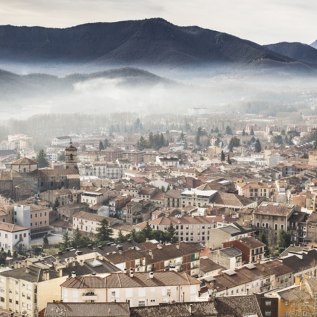 Panorâmica de Olot, em Girona (Catalunha)