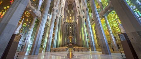 Interior of the Sagrada Familia in Barcelona, Catalonia