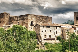Panoramic view of Santa Pau in Girona (Catalonia)