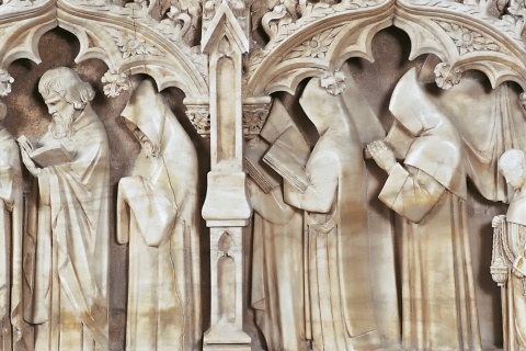 Detalhe de sepulcro no museu do mosteiro de Poblet. Tarragona