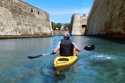 Kayaking on the moat of the Royal Walls of Ceuta