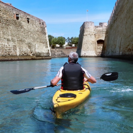 Kayaking on the moat of the Royal Walls of Ceuta