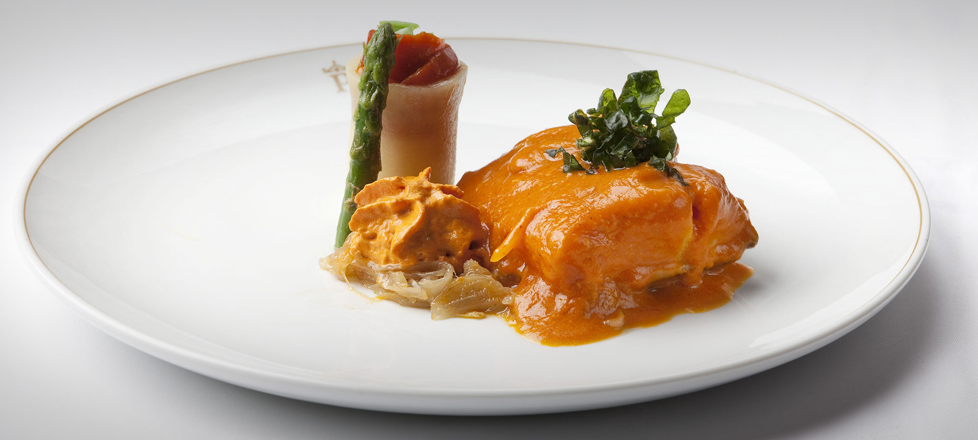 Cod Rioja style with roast peppers