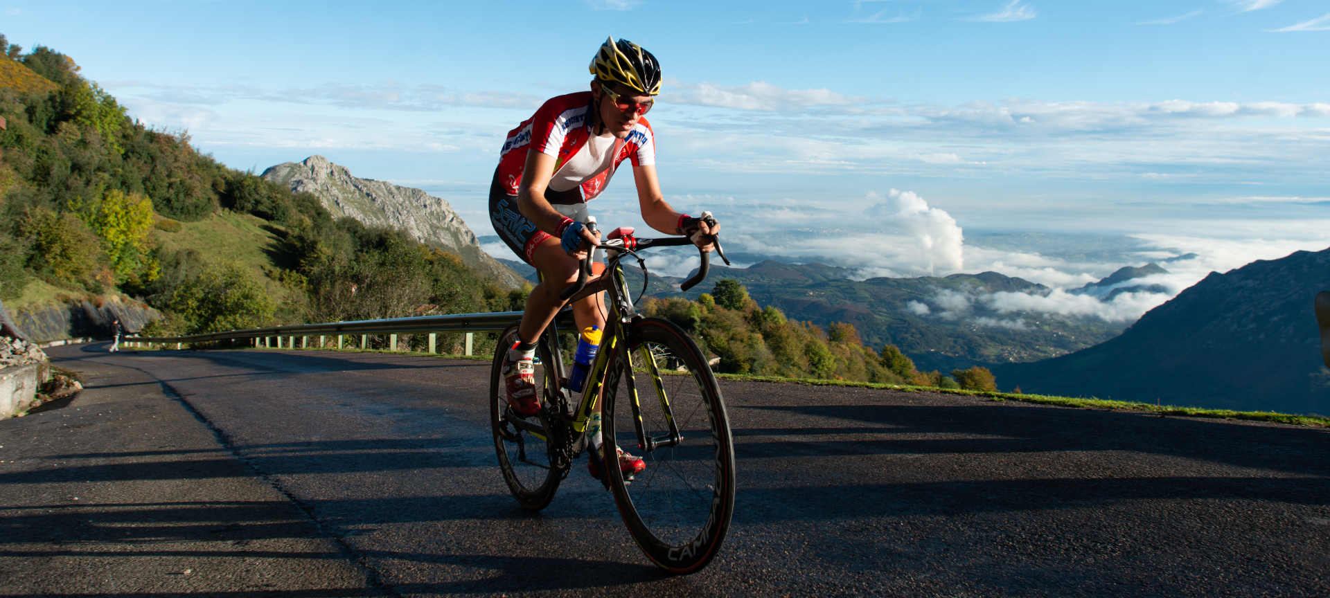 Cyclist at the Angliru stage end, Asturias Cyclist at the Angliru stage end, Asturias