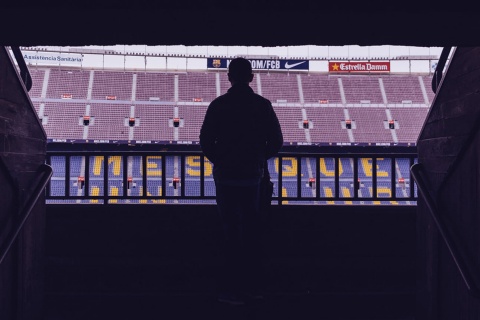 Fan entering the Camp Nou stadium in Barcelona