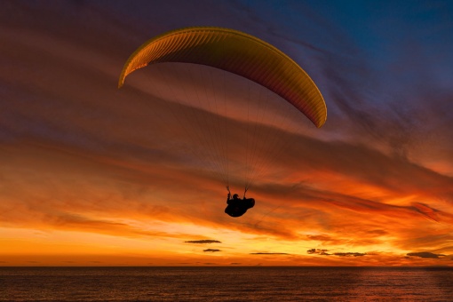 Paragliding at sunset